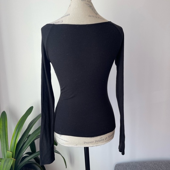 Garage black ribbed longsleeve top - Picture 4 of 7